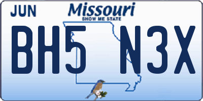 MO license plate BH5N3X