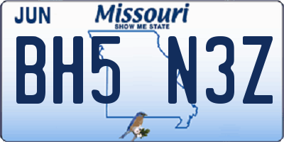 MO license plate BH5N3Z