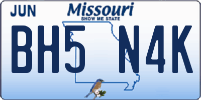 MO license plate BH5N4K