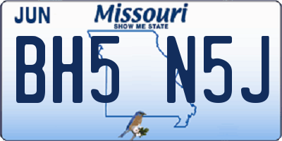 MO license plate BH5N5J