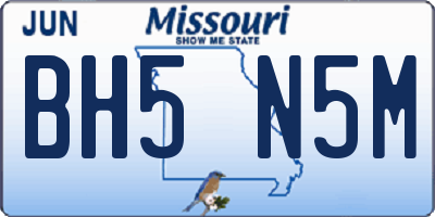 MO license plate BH5N5M