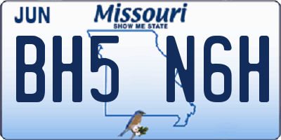 MO license plate BH5N6H
