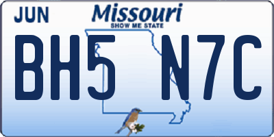 MO license plate BH5N7C