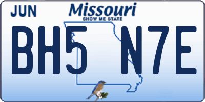 MO license plate BH5N7E