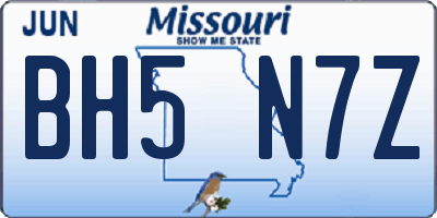 MO license plate BH5N7Z