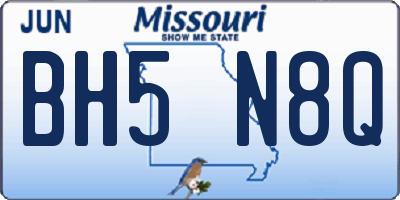 MO license plate BH5N8Q