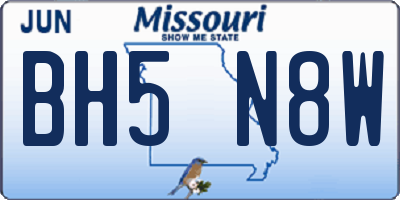 MO license plate BH5N8W