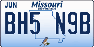 MO license plate BH5N9B