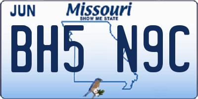 MO license plate BH5N9C