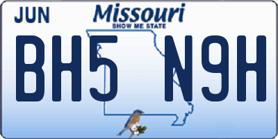 MO license plate BH5N9H