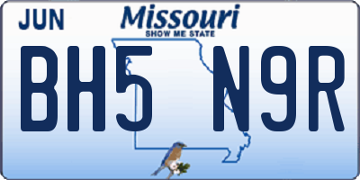 MO license plate BH5N9R