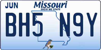 MO license plate BH5N9Y