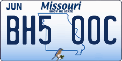 MO license plate BH5O0C