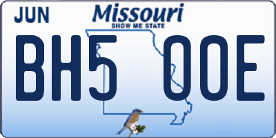 MO license plate BH5O0E