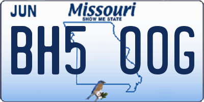 MO license plate BH5O0G