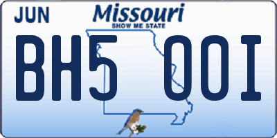 MO license plate BH5O0I