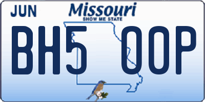 MO license plate BH5O0P