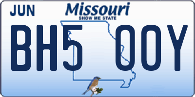 MO license plate BH5O0Y