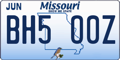 MO license plate BH5O0Z