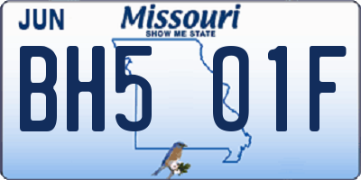 MO license plate BH5O1F