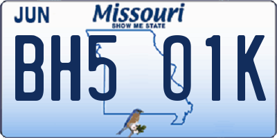 MO license plate BH5O1K