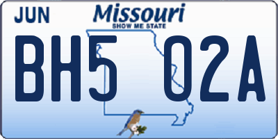 MO license plate BH5O2A