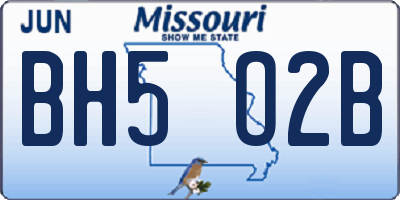 MO license plate BH5O2B