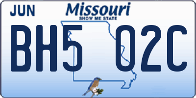 MO license plate BH5O2C