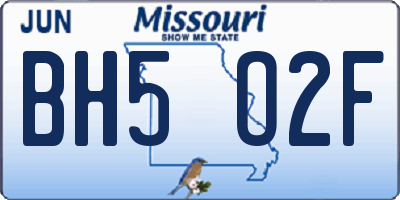 MO license plate BH5O2F