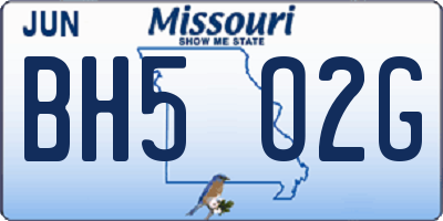 MO license plate BH5O2G