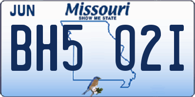 MO license plate BH5O2I