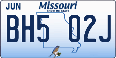 MO license plate BH5O2J