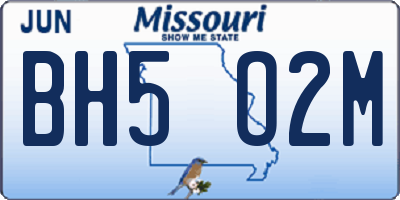 MO license plate BH5O2M
