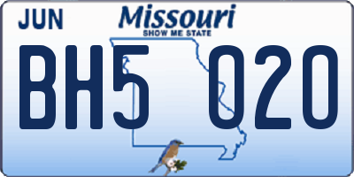 MO license plate BH5O2O
