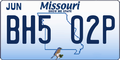MO license plate BH5O2P