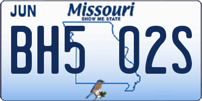 MO license plate BH5O2S