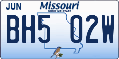 MO license plate BH5O2W