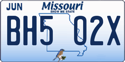 MO license plate BH5O2X