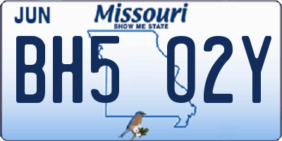 MO license plate BH5O2Y