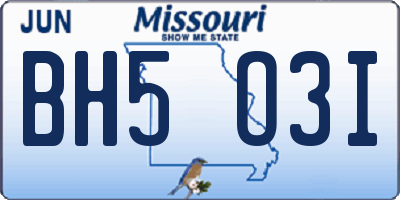 MO license plate BH5O3I