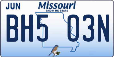 MO license plate BH5O3N