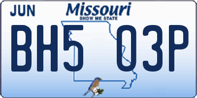 MO license plate BH5O3P