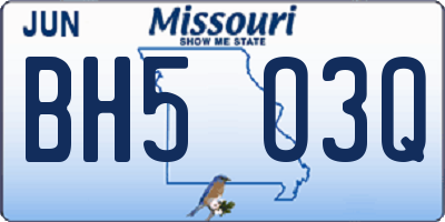 MO license plate BH5O3Q