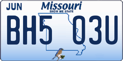 MO license plate BH5O3U