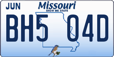 MO license plate BH5O4D