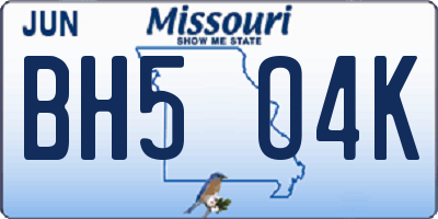 MO license plate BH5O4K