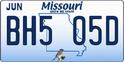 MO license plate BH5O5D