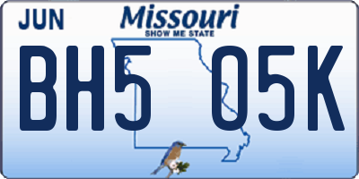 MO license plate BH5O5K