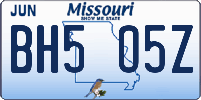 MO license plate BH5O5Z