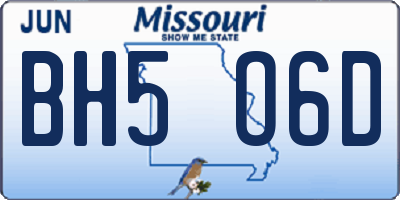 MO license plate BH5O6D
